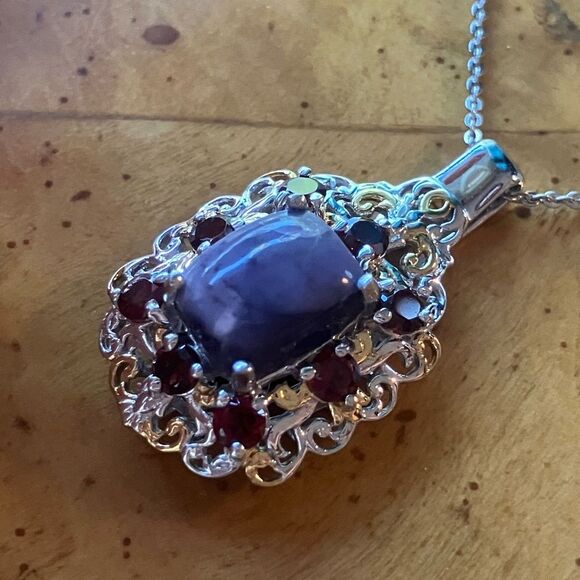 Rare Tiffany Stone Red Garnet Sterling Silver Necklace - Picture 2 of 9